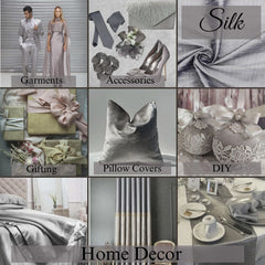 Silver Gray (Crushed) Art Silk / Faux Silk Fabric By The Yard