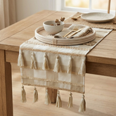 Buffalo Check Decor - Beige Cotton Decorative Table Runner
