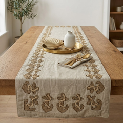 Linen Beige Decorative Table Runner - Anchor Hold