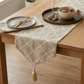 Marlowe Beige - Beige Jacquard Decorative Table Runner