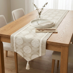 Boho Linen Dreams - Beige Linen Decorative Table Runner