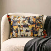 Black & Orange Jute Decorative Lumbar Pillow Cover - Twilight Ember