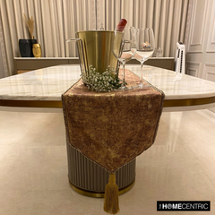 Shimmer Fest Gold - Gold Suede Decorative Table Runner