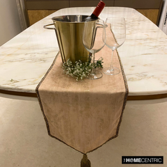 Shimmer Fest Ivory - Ivory Suede Decorative Table Runner