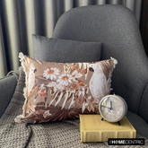 Autumn Cockatoo - Brown Cotton Decorative Lumbar Pillow Cover