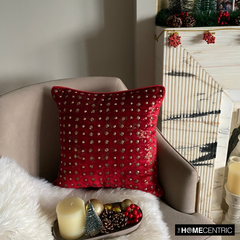 Wheeling Around Red - Red Velvet Decorative Euro Sham