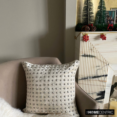 Wheeling Around Ivory - Ivory Velvet Decorative Euro Sham