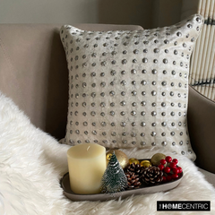 Wheeling Around Ivory - Ivory Velvet Decorative Euro Sham