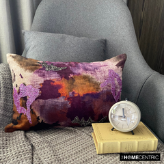 Purple Abstraction - Purple Velvet Decorative Lumbar Pillow Cover
