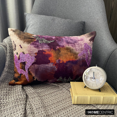 Purple Abstraction - Purple Velvet Decorative Lumbar Pillow Cover