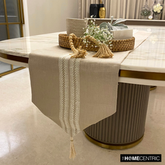 Lace Symphony - Beige Linen Decorative Table Runner
