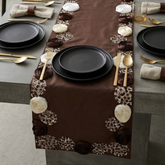 Silk Dupioni Chocolate Brown, Ivory, Wine Decorative Table Runners - Satin Ribbon