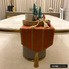 Rust & Red Linen Decorative Table Runners - Sumac Stripe