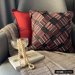 More Than Stripes - Red Art Silk Decorative Euro Sham