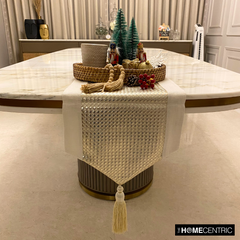 Leather Goldsmith - Gold Faux Leather & Linen Decorative Table Runner