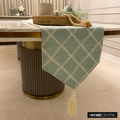 Marlowe Mint - Green Jacquard Decorative Table Runner