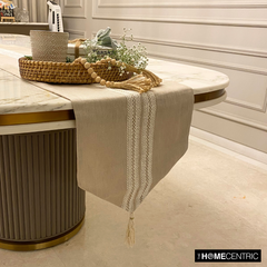 Lace Symphony - Beige Linen Decorative Table Runner