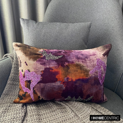 Purple Abstraction - Purple Velvet Decorative Lumbar Pillow Cover