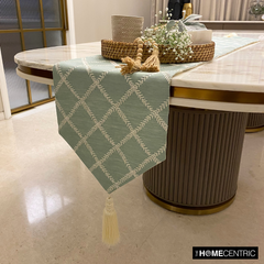 Marlowe Mint - Green Jacquard Decorative Table Runner