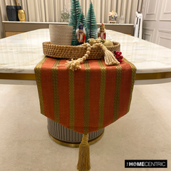Rust & Red Linen Decorative Table Runners - Sumac Stripe