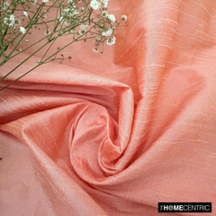 Peach And Coral Art Silk / Faux Silk Fabric By The Yard