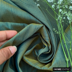 Teal and Yellow Art Silk / Faux Silk Fabric By The Yard