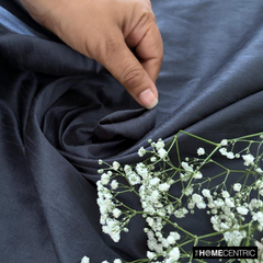 Midnight Blue Art Silk / Faux Silk Fabric By The Yard