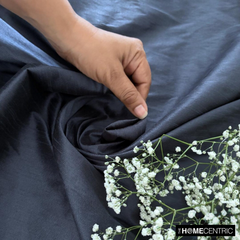 Midnight Blue Art Silk / Faux Silk Fabric By The Yard