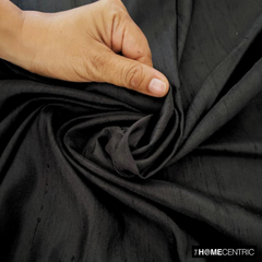Black Silk Dupioni Fabric By The Yard