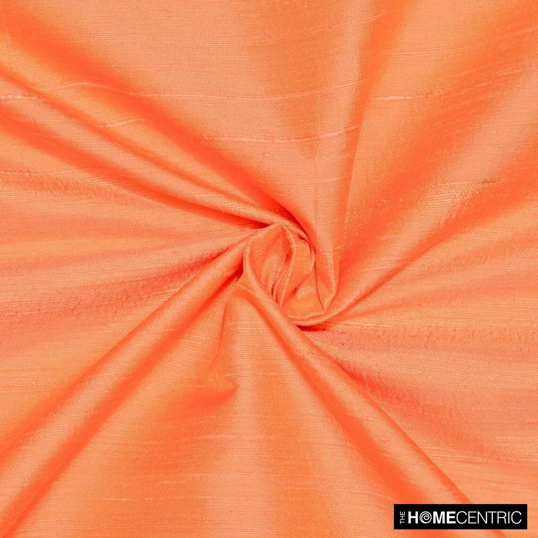 Peach Orange Silk Dupioni Fabric By The Yard