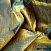 Turquoise, Gold Silk Dupioni Fabric By The Yard