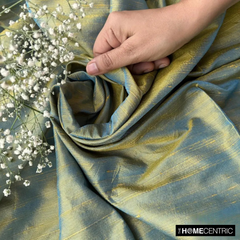 Turquoise, Gold Silk Dupioni Fabric By The Yard