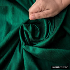 Dark Green Silk Dupioni Fabric By The Yard