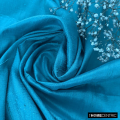 Peacock Blue Silk Dupioni Fabric By The Yard