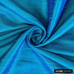 Blue, Turquoise Silk Dupioni Fabric By The Yard