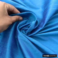 Blue, Turquoise Silk Dupioni Fabric By The Yard