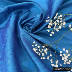 Blue, Turquoise Silk Dupioni Fabric By The Yard