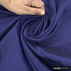 Dark Blue Silk Dupioni Fabric By The Yard