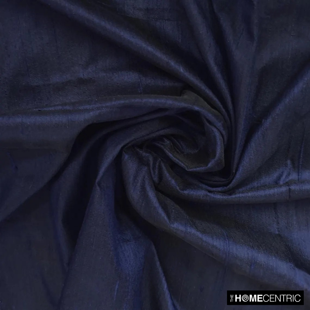 Navy Blue Silk Dupioni Fabric By The Yard