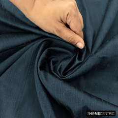 Midnight Blue Silk Dupioni Fabric By The Yard