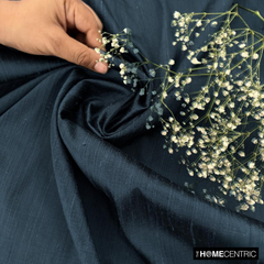 Midnight Blue Silk Dupioni Fabric By The Yard
