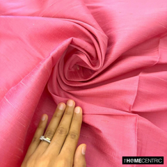 Coral Pink 100% Pure Silk Dupioni Fabric By The Yard