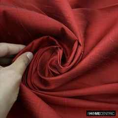 Deep Red 100% Pure Silk Dupioni Fabric By The Yard