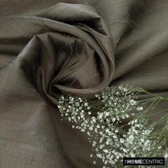 Taupe Green 100% Pure Silk Dupioni Fabric By The Yard