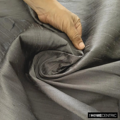 Charcoal Gray 100% Pure Silk Dupioni Fabric By The Yard