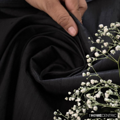 Black 100% Pure Silk Dupioni Fabric By The Yard