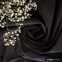 Black 100% Pure Silk Dupioni Fabric By The Yard