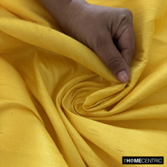 Bright Yellow 100% Pure Silk Dupioni Fabric By The Yard