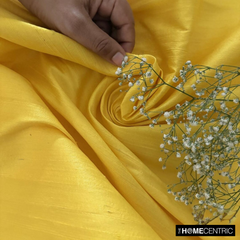 Bright Yellow 100% Pure Silk Dupioni Fabric By The Yard