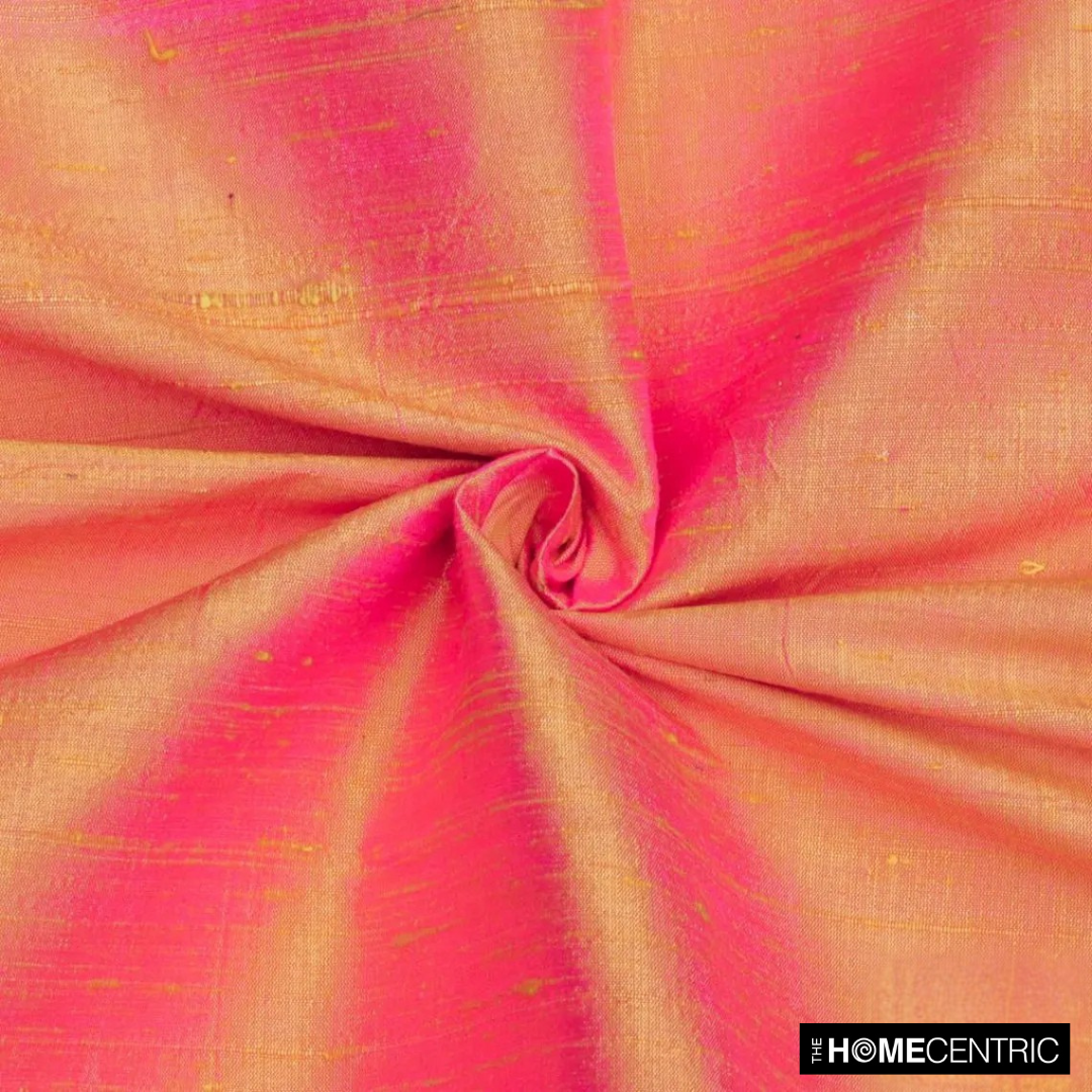 Gold, Pink 100% Pure Silk Fabric By The Yard
